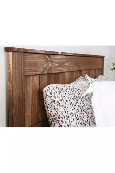 Natura Klass Walnut Natural Solid Wood Bed Frame Mattress Base Headboard