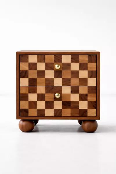 Slaapkamerkastje met vierkante motief