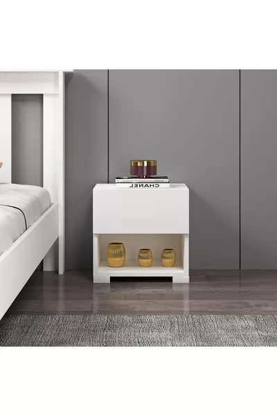 Mdf Beyaz Komodin Raysız 