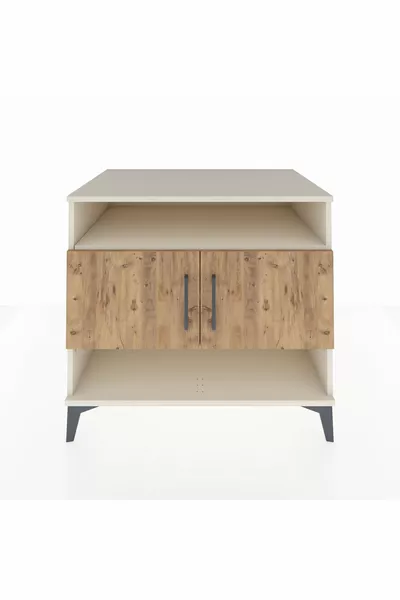 Kronos Kommode 3 Regale 2 Türen Mondstein-Kiefer