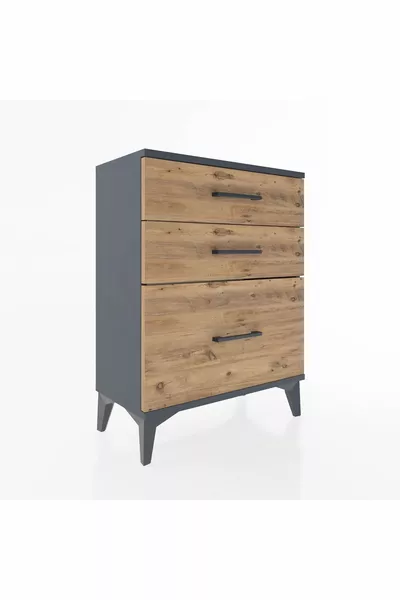 Аргес Комод с 3 чекмеджета Антрацит-Смърч