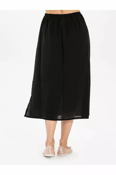 Petticoat Shile Fabric Cotton Long Skirt Lining Full-Length Petticoat Black