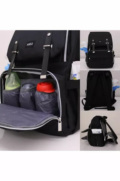 Унисекс черный рюкзак для ухода за мамой и ребенком