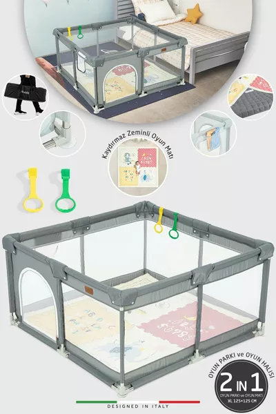 بارما منطقة لعب الأطفال وحصيرة اللعب  سم رمادي غامق