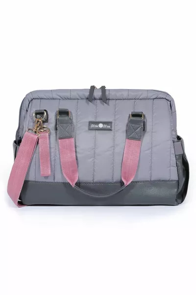 حقيبة حفاضات الأطفال Milk&Moo مبطنة باللون الرمادي الداكن