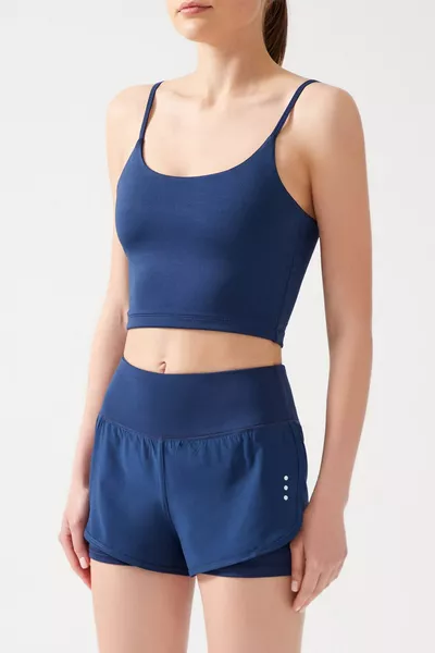 Women's Navy 2-Layer Sports Shorts -  Shorts with Leggings