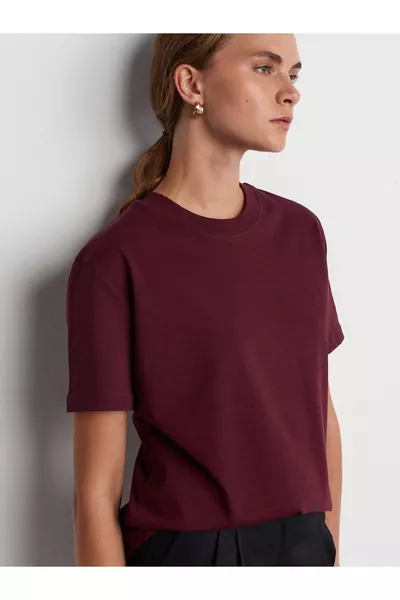 T-shirt col rond avec coutures décoratives 