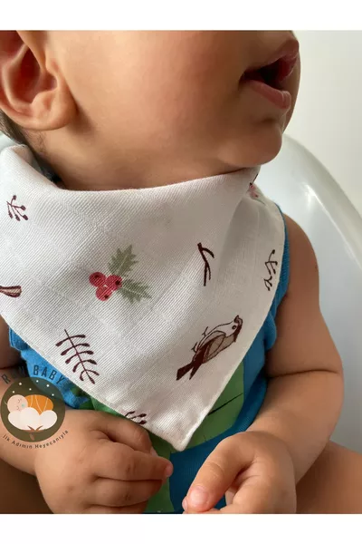 % Organic Cotton Muslin Fabric Baby Bib & Bandana with Two Snaps
