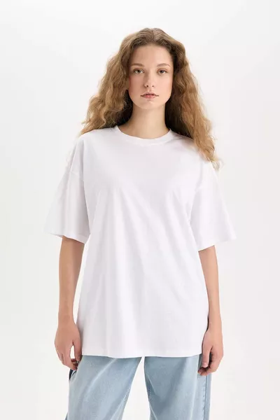 T-shirt Basic a Maniche Corte Oversize Fit % Cotone SP