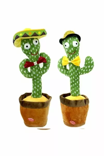 Peluches a forma di cactus in vaso che parla, balla, con musica e luci