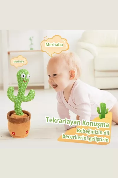 لعبة صبار ناطق وراقص يعمل بالشحن، لعبة تعليمية ممتعة من الفرو مع تكرار الصوت والأغاني