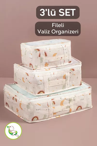 Комплект от 3 мрежести органайзера за дамска и бебешка чанта - Органайзер за куфар за изписване на новородено от болница