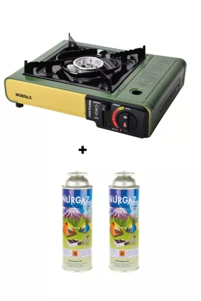 موقد محمول أخضر مع 2 خرطوشة ملونة مختلطة