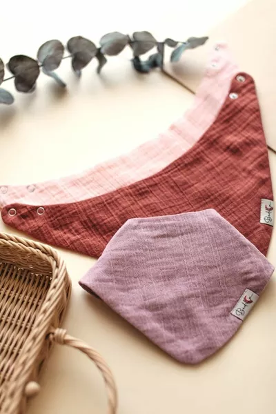 مجموعة 3 قطع من المنديل القطني العضوي للأطفال - مريلة للأطفال للبنات والاولاد لتجنب اللعاب والطعام، وشاح، طوق