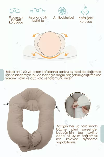 وسادة مورسليب 2 في 1 للاحتضان وتشكيل رأس الطفل، وسادة للرأس المسطح، قطنية، وسادة نوم