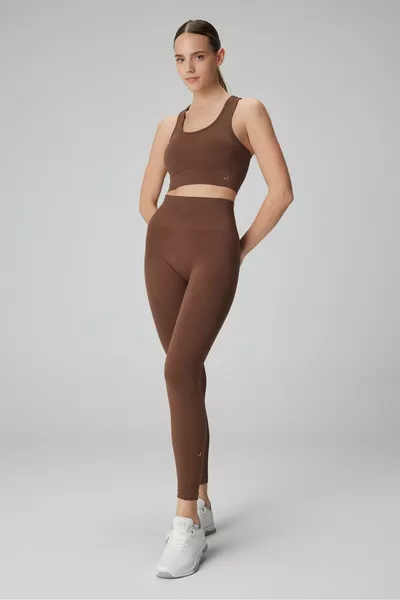 Leggings sportivi a vita alta Gela, elastici e modellanti, colore terra