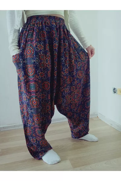 قماش فيسكوز مطبوع بنقشة زهور، شالوار بجيب، ٪ قطن