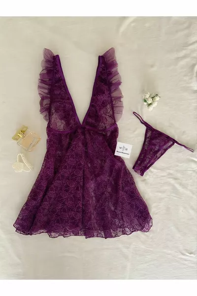 Lila Afrodit Fantasy Nachtwäsche-Set