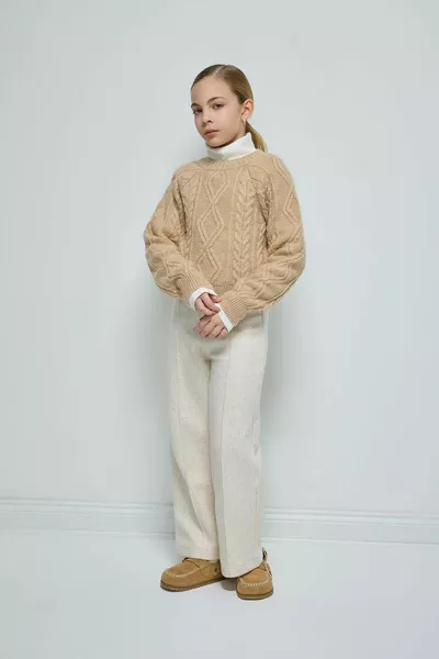 Girls' Wide Leg Loose-Fit Sweatpants with Elastic Waist WN