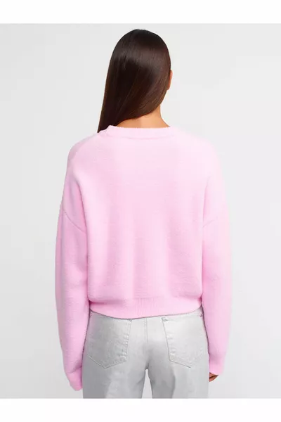  سترة برقبة مستديرة - وردي