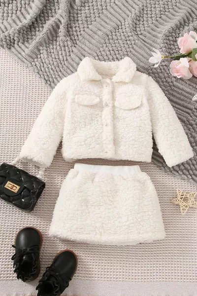 Girls' Plush Skirt Two-Piece Set