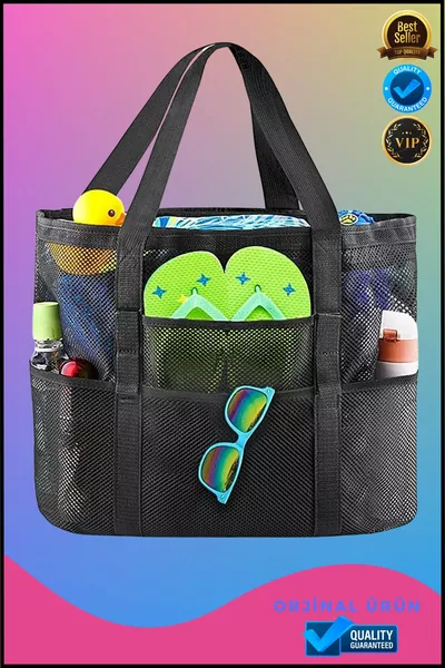 Beach Bag L Mesh Black Beach Bag