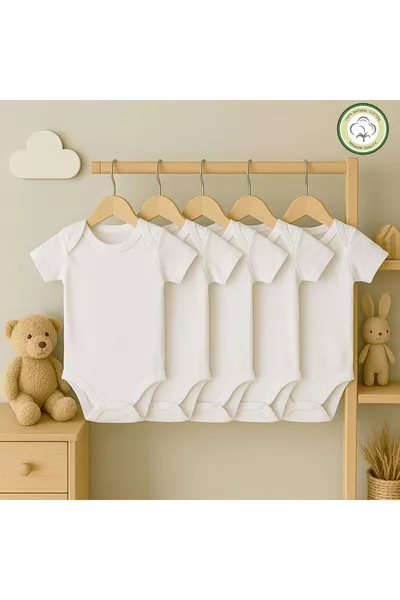 Body blanc à manches courtes  % coton, lot de 5