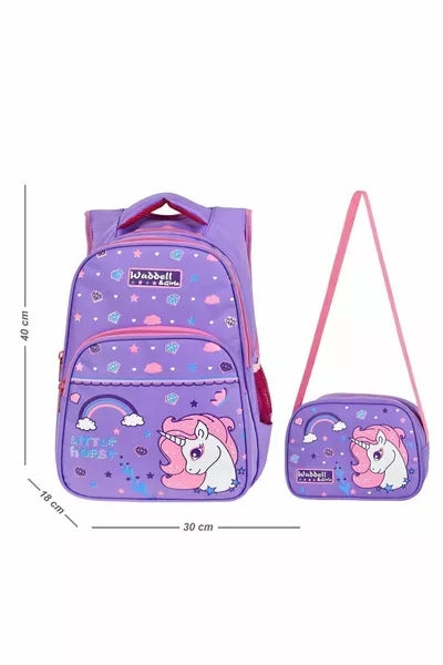 Licensed Lila Little Horse Patterned Girls' Elementary School Backpack and Lunch Bag