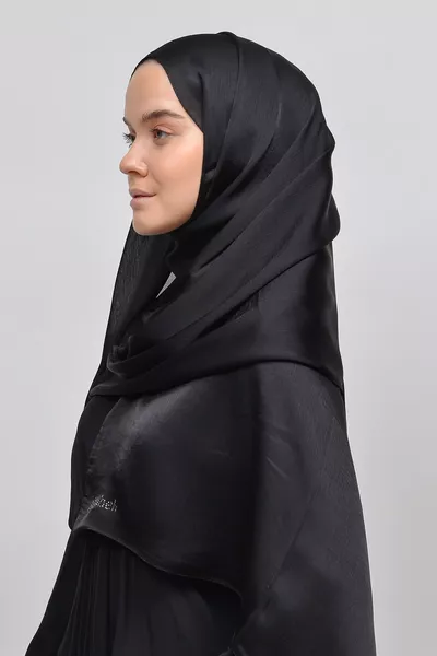 Sciarpa in chiffon da cerimonia con tessuto in raso lucido Janjan - nero