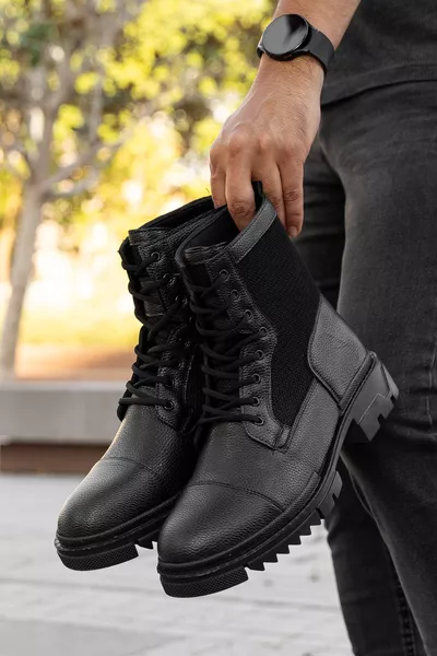 حذاء شتوي بسحاب مريح ومتين ضد الماء والبرد مع نعل مطاطي ضمان الجودة 