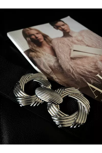 Damenelastikgürtel mit silberner Schnalle, Jackengürtel, Hemdengürtel, Kleidgürtel