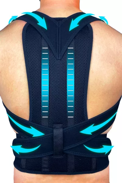 Correcteur de posture avec soutien dorsal et lombaire, corset pour posture droite, préventif contre la cyphose, taille ajustable, unisexe