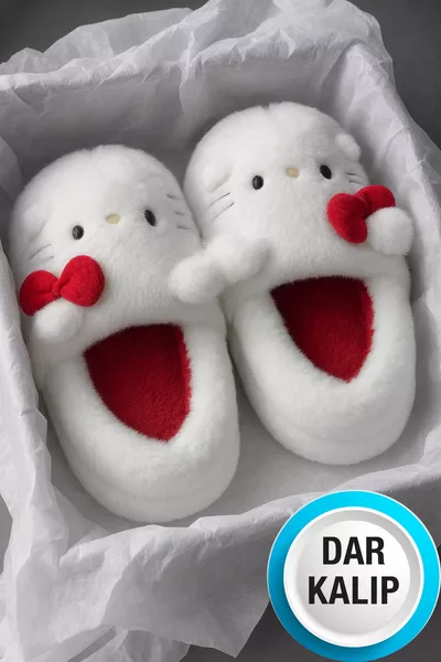 صندل منزلي شتوي للجنسين مزخرف بشرائط وفساتين صغيرة غير قابل للانزلاق