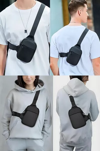 Unisex Impertex Tessuto Telefono Scomparto Vita E Croce Borsa A Spalla Petto Viaggio Casual Bodybag