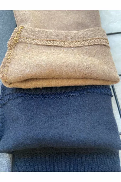 Leggings pour enfants Noir Gris Bleu Marine Marron avec Sous-vêtements (yrj)