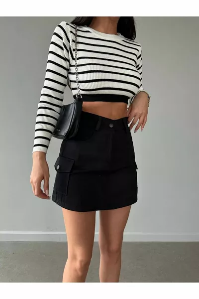 المرأة السوداء البضائع جيب البسيطة السراويل تنورة