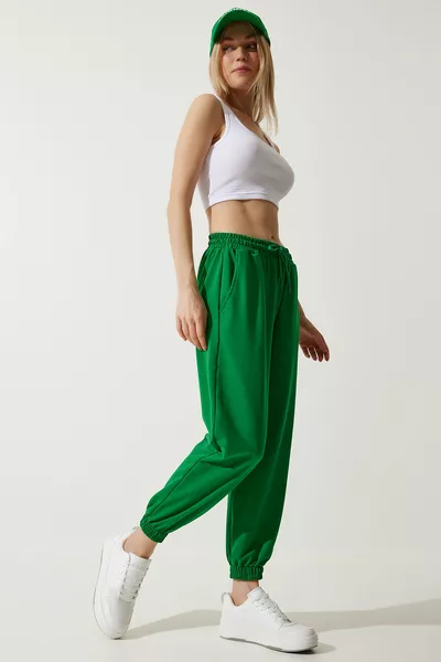 المرأة الأخضر فضفاض الركض الركض السراويل الرياضية 
