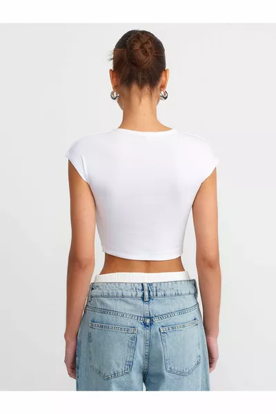  Crop-Top aus Baumwolle und Modal – weiß