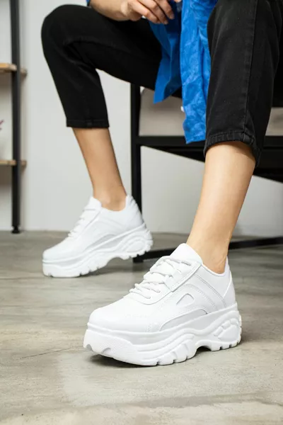 Casual Femmes Blanc Baskets Semelle Haute 6cm Casual Léger Sneaker 