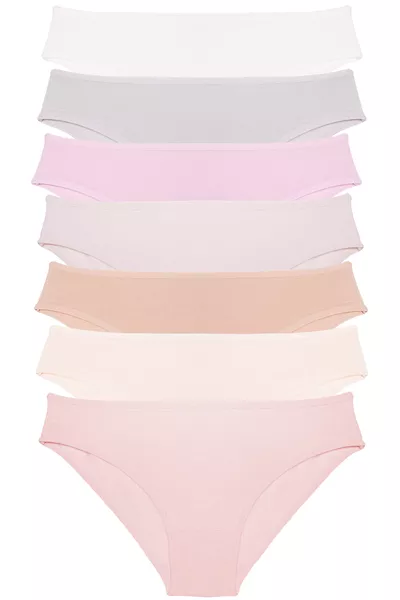 Женские трусы, упаковка 7 шт., с лайкрой, цвет экрю