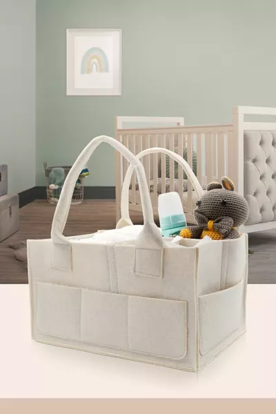 Сумка-органайзер для мамы и малыша из простой бежевой фетра