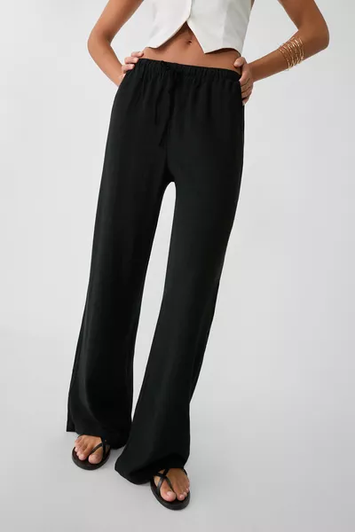 بنطلون واسع مصنوع من خليط الكتان