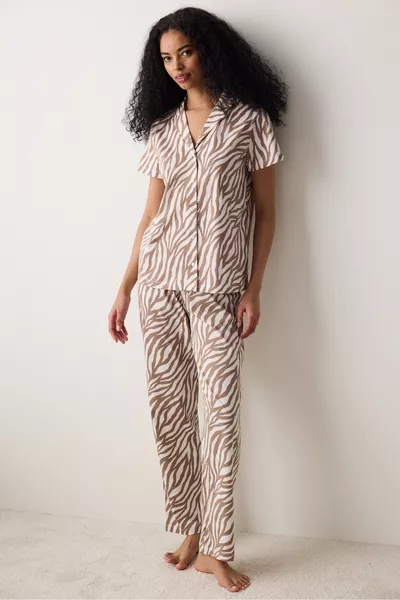 Zebrahemd-Hosen-Mehrfarben-Pyjama-Set