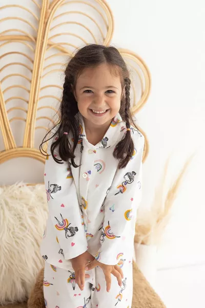 طقم بيجامة للفتيات من القطن البكر ٪