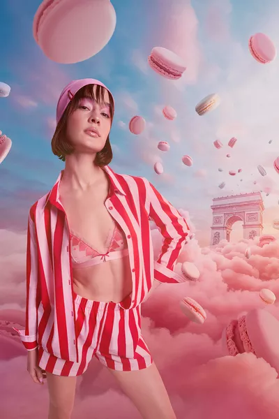 Lilah Striped Shirt and Shorts Red Striped Pajama Set - Loves Paris Collection