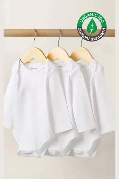 بدلة أطفال بأكمام طويلة 3 قطع من القطن العضوي %