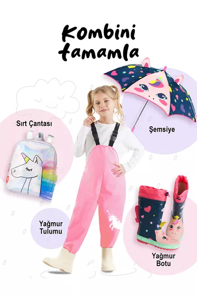 بدلة مطر مقاومة للماء للبنات بتصميم يونيكورن