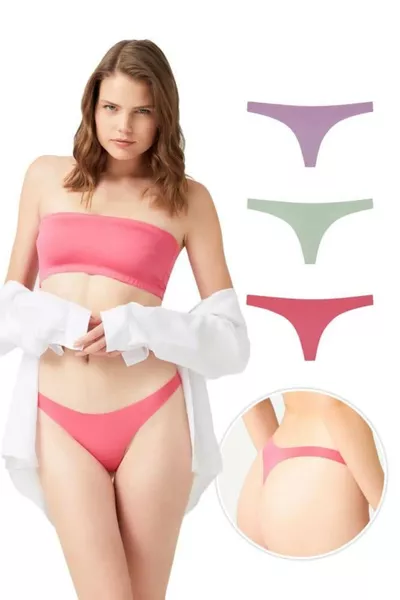 Laser Cut Women's Thong Panties 3-Pack-1