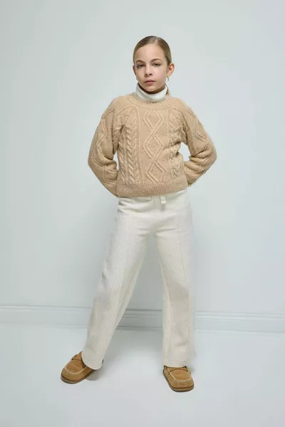 Girls' Wide Leg Loose-Fit Sweatpants with Elastic Waist WN