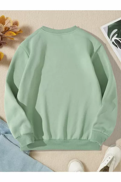 Sweat-shirt pour fille imprimé papillon bleu vert menthe